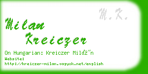 milan kreiczer business card